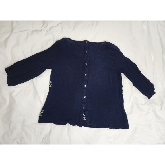 Skies‎ Are Blue Navy Blue Embroidered Shirt Size Medium - Picture 2 of 4